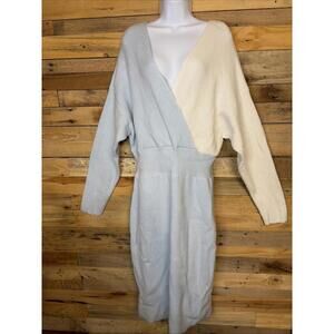 Express Sweater Dress Women’s XL Two Tone Blue White Soft Luxurious Cozy Chic